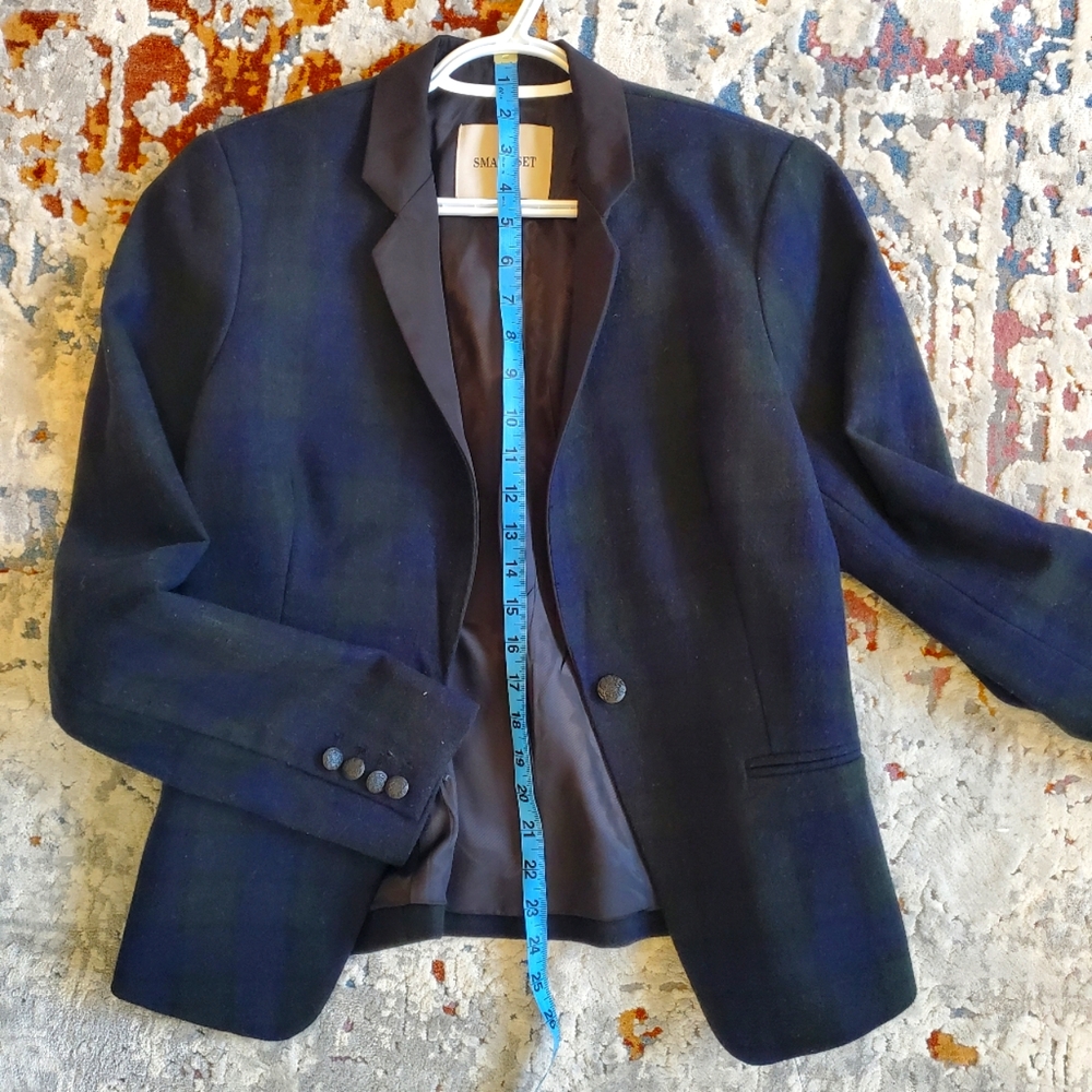 Smart Set Black/Navy/Green Gingham Blazer